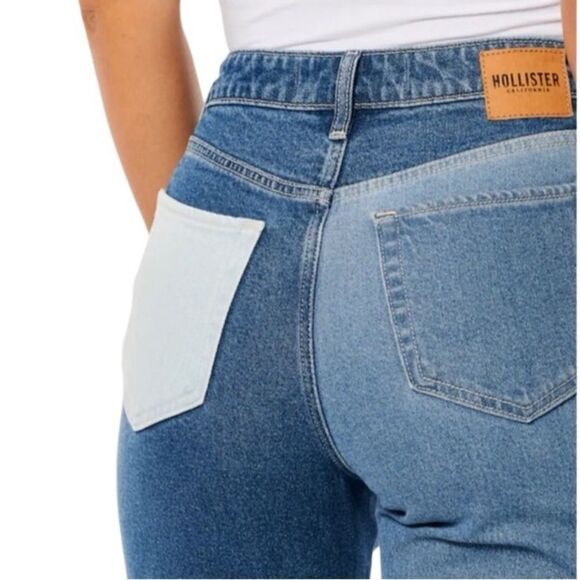 NWT HOLLISTER ULTRA HIGH-RISE PATCHWORK MOM JEANS size 0 W24 L27 - Picture 15 of 16